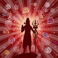 Shiva in brilliant galactic space. Greeting card for Maha Shivratri, a Hindu festival celebrated of Lord Shiva. Om or Aum Indian Royalty Free Stock Photo