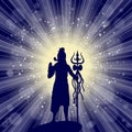 Shiva in brilliant galactic space. Greeting card for Maha Shivratri, a Hindu festival celebrated of Lord Shiva. Om or Aum Indian Royalty Free Stock Photo