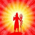 Shiva in brilliant galactic space. Greeting card for Maha Shivratri, a Hindu festival celebrated of Lord Shiva. Om or Aum Indian Royalty Free Stock Photo