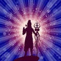 Shiva in brilliant galactic space. Greeting card for Maha Shivratri, a Hindu festival celebrated of Lord Shiva. Om or Aum Indian Royalty Free Stock Photo
