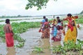 Shiva devotee bathing during holy festival of shravan month