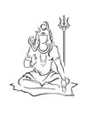 Shiva, Hindu god, giving blessing, sitting with beads, trident. Mahadeva, Adiyogi, supreme deity of destruction, time, dance.