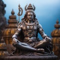 Shiva hindu god silver sculpture in meditation