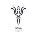 shiva outline icon. isolated line vector illustration from religion collection. editable thin stroke shiva icon on white