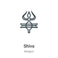 Shiva outline vector icon. Thin line black shiva icon, flat vector simple element illustration from editable religion concept Royalty Free Stock Photo