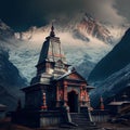 Shiva tenmple kedarnath temple, mountains Royalty Free Stock Photo