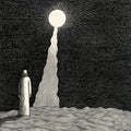 Zephyr: Mysterious Moonlit Desert Artwork By Edward Gorey