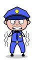Shivering - Retro Cop Policeman Vector Illustration