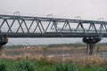 Tokaido Shinkansen crossing Fuji View Shinkansen rail bridge in the evening Royalty Free Stock Photo