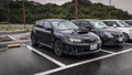 Shizuoka Japan September 8 2018 a black Subaru WRX STI hatchback in a parking lot Royalty Free Stock Photo