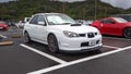 Shizuoka Japan September 8 2018 white second facelift Subaru Impreza WRX STI on a parking lot Royalty Free Stock Photo