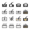 Hair icon set vector Hairs black and white