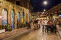 SHKODER, ALBANIA, 25 AUGUST 2025: Vibrant night scene on Rruga Kole Idromeno, the popular pedestrian street in Shkoder. Royalty Free Stock Photo
