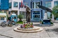 Statue of Mother Teresa Nene Tereza on Rruga Kole Idromeno Street in Shkodra. Sculpture of a