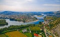 Shkoder Buna river nature in Albania panoramic aerial view Royalty Free Stock Photo