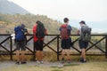 Shkodra, Albania - August 7 2022: Group of tourists visiting famous fortress Rozafa near Shkodra city. People admiring view of