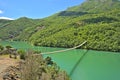 Shkopet lake with a mysterious bridge over the river