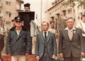 Shlomo Hillel and Teddy Kollek at a Jeruslaem Ceremony in 1986 Royalty Free Stock Photo