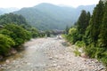 Sho river. Shirakawa-go. Gifu prefecture. Chubu. Japan Royalty Free Stock Photo