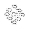 shoal fish animals isolated icon