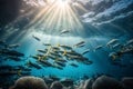 shoal fish in the ocean underwater Generative AI