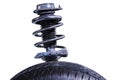 Shock absorber on white Royalty Free Stock Photo
