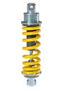 shock absorber with yellow spring isolated on white