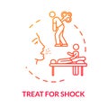 Shock first aid, treatment and recovery concept icon. Injury therapy, rehabilitation, human organism regeneration thin