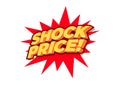 Shock Price, sale tag, poster design template, discount isolated sticker, vector.