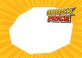 Shock price on yellow comics background banner. Shock price design template.