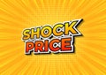 Shock price on yellow comics background. Shock price design template.