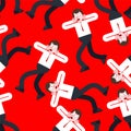 Shock seamless pattern. Panic people background. mental jolt and