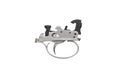 Shock trigger for shotgun isolate on white back. Gun trigger. Repair spare part Royalty Free Stock Photo