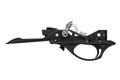 Shock trigger for shotgun isolate on white back. Gun trigger. Repair spare part Royalty Free Stock Photo