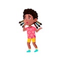 shocked african girl walking in amusement park with parents cartoon vector