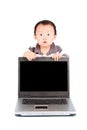 Shocked baby with a laptop