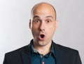 Shocked bald guy expressive portrait Royalty Free Stock Photo