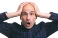 Shocked bald guy. hair loss. Isolated Royalty Free Stock Photo