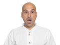 Shocked bald man opened his mouth with surprise Royalty Free Stock Photo