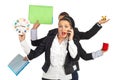 Shocked business woman talking by phone mobile Royalty Free Stock Photo