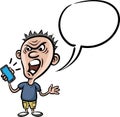 Shocked cartoon character with smartphone