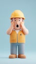 Shocked Construction Worker with Hands on Face Royalty Free Stock Photo
