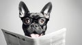 shocked dog reading a newspaper Royalty Free Stock Photo