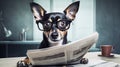 shocked dog reading a newspaper Royalty Free Stock Photo