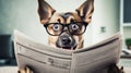 shocked dog reading a newspaper Royalty Free Stock Photo