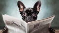 shocked dog reading a newspaper Royalty Free Stock Photo