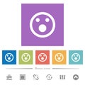 Shocked emoticon flat white icons in square backgrounds