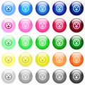 Shocked emoticon icons in color glossy buttons