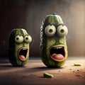 Shocked face cucumbers cartoon character