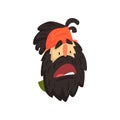 Shocked face of hipster man, surprised facial expression vector Illustration on a white background